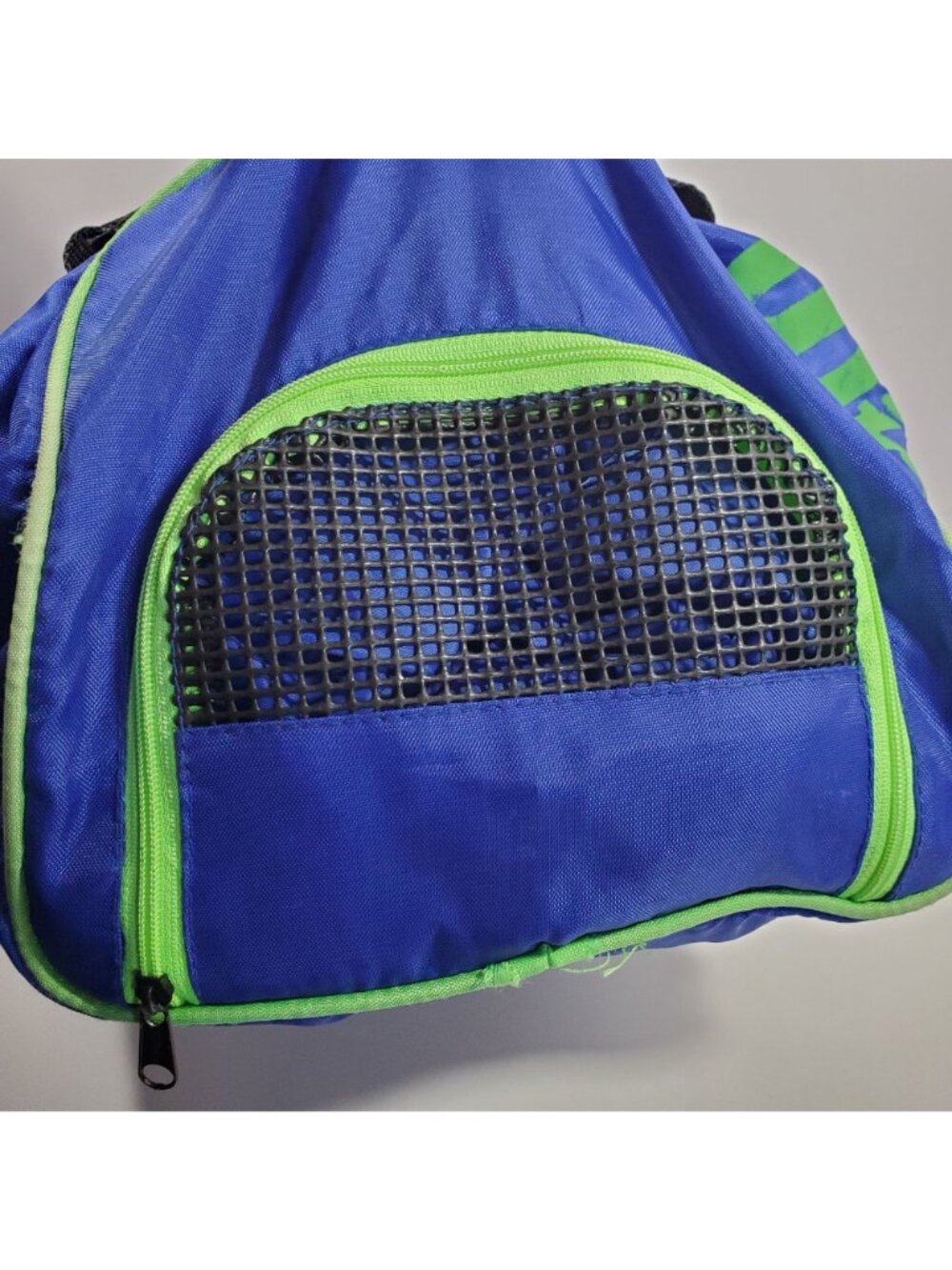 Wilson Blue Nylon Duffle Vintage Gym Bag Neon Green Travel Zippered - Picture 8 of 16